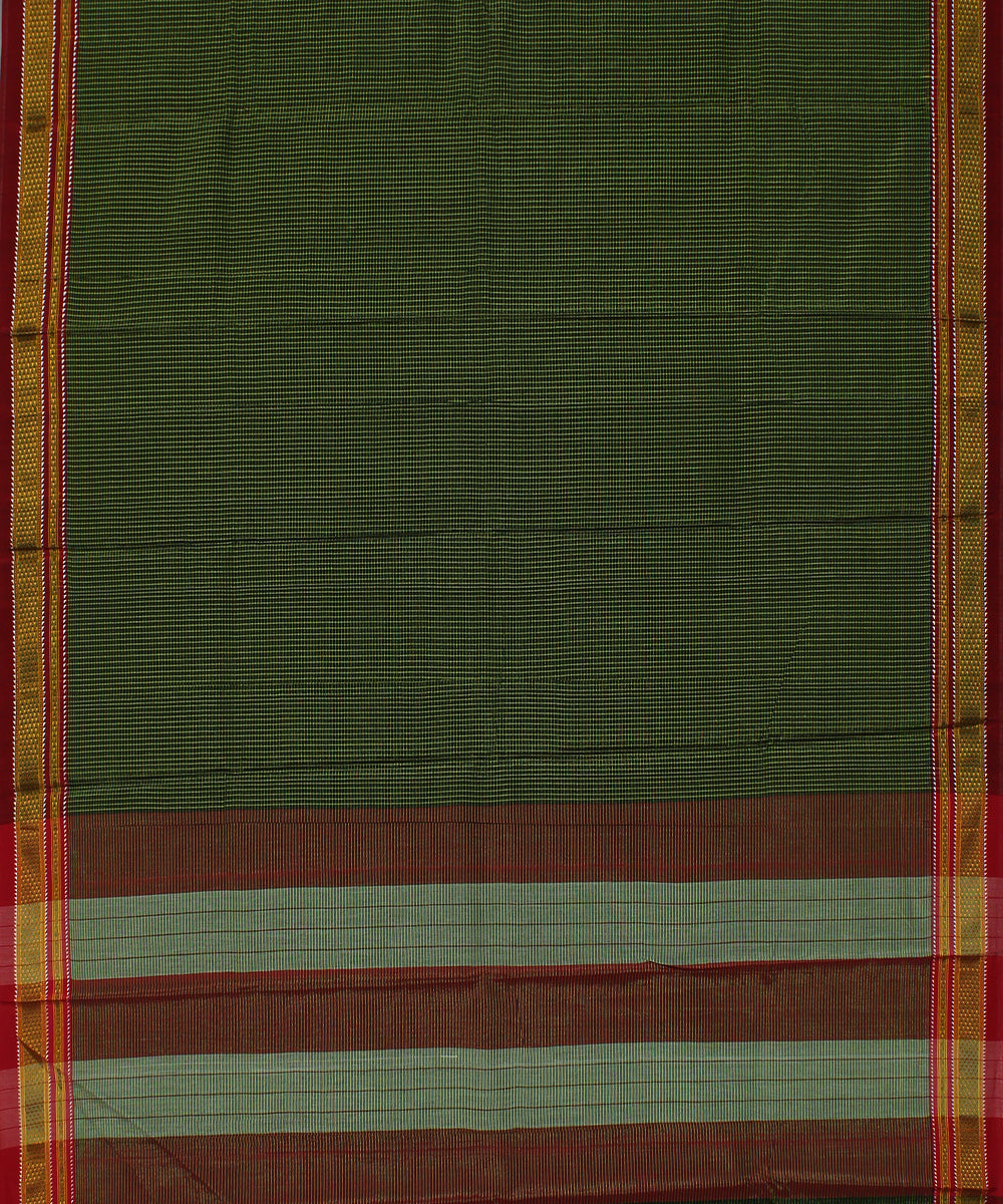 Lime green checks art silk handwoven chikki paras ilkal saree