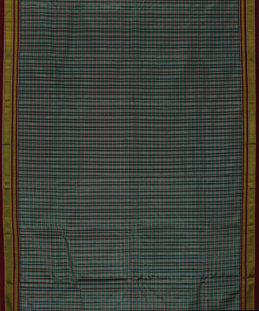 Green white pink checks art silk handwoven chikki paras ilkal saree