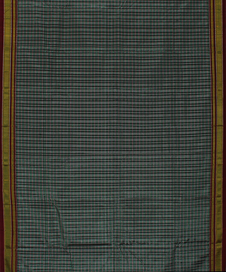 Green white pink checks art silk handwoven chikki paras ilkal saree