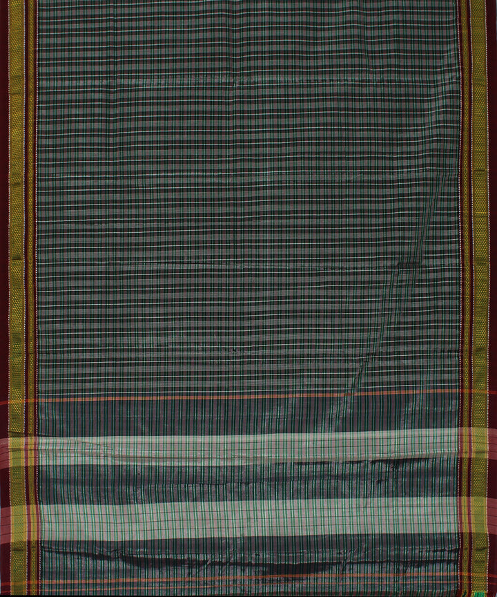 Green white pink checks art silk handwoven chikki paras ilkal saree