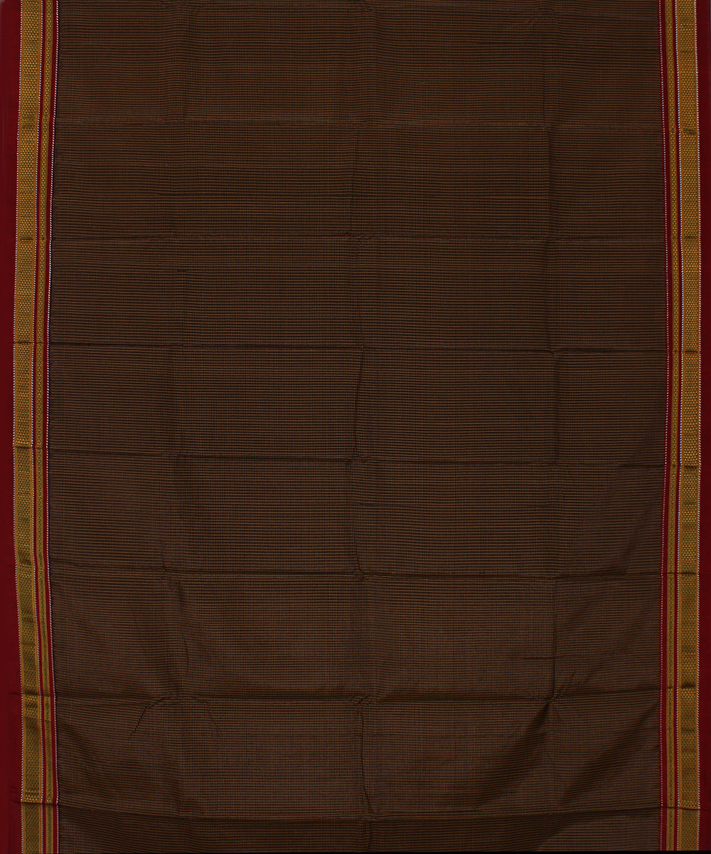 Black orange micro checks art silk handwoven chikki paras ilkal saree