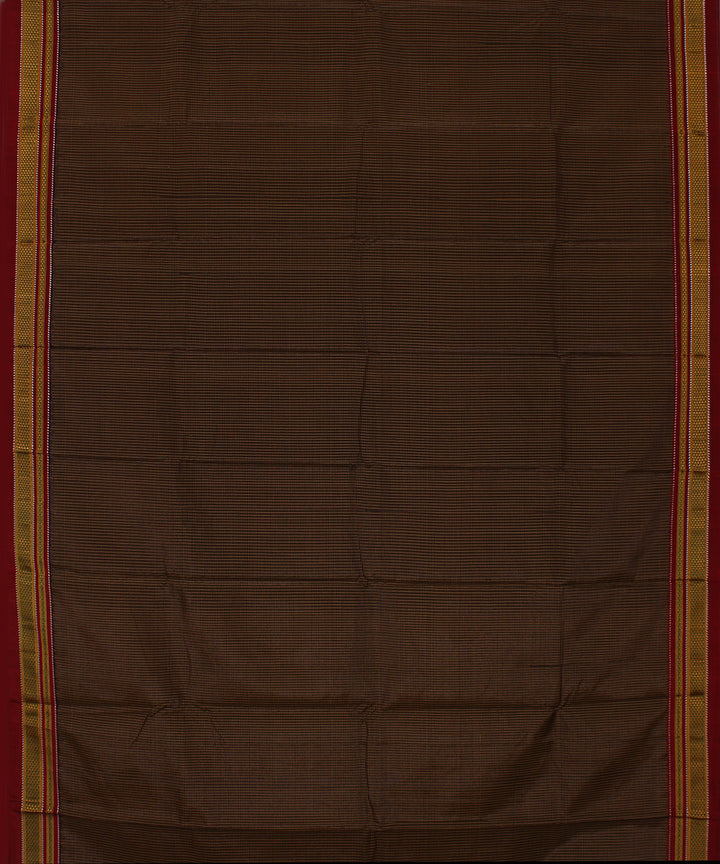 Black orange micro checks art silk handwoven chikki paras ilkal saree