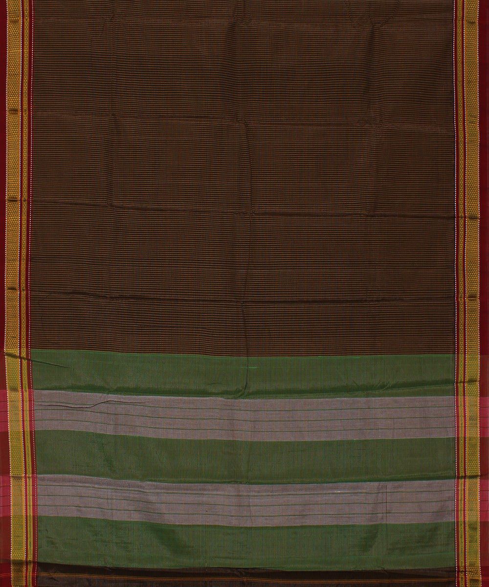 Black orange micro checks art silk handwoven chikki paras ilkal saree