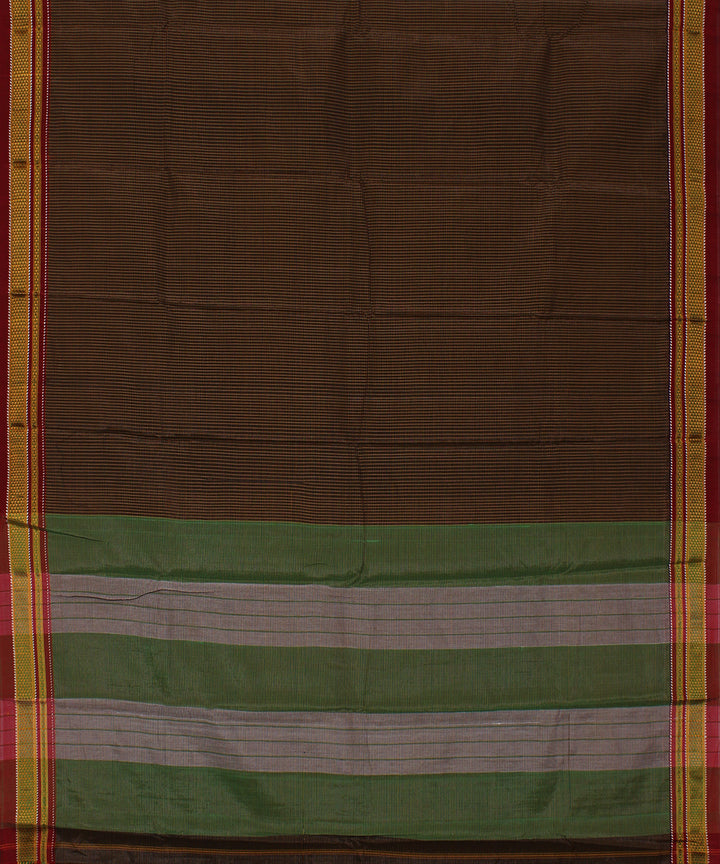 Black orange micro checks art silk handwoven chikki paras ilkal saree