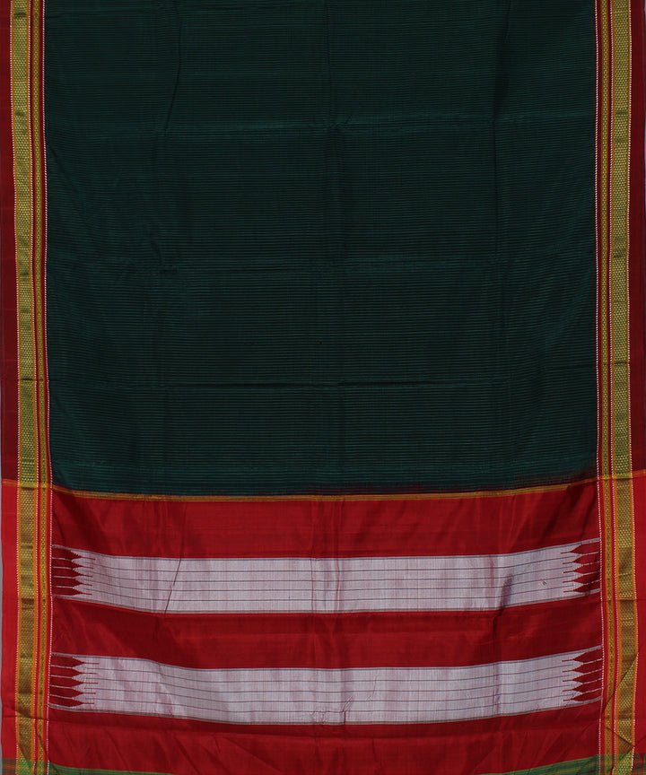 Black green micro checks art silk handwoven chikki paras ilkal saree
