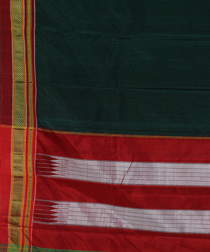 Black green micro checks art silk handwoven chikki paras ilkal saree