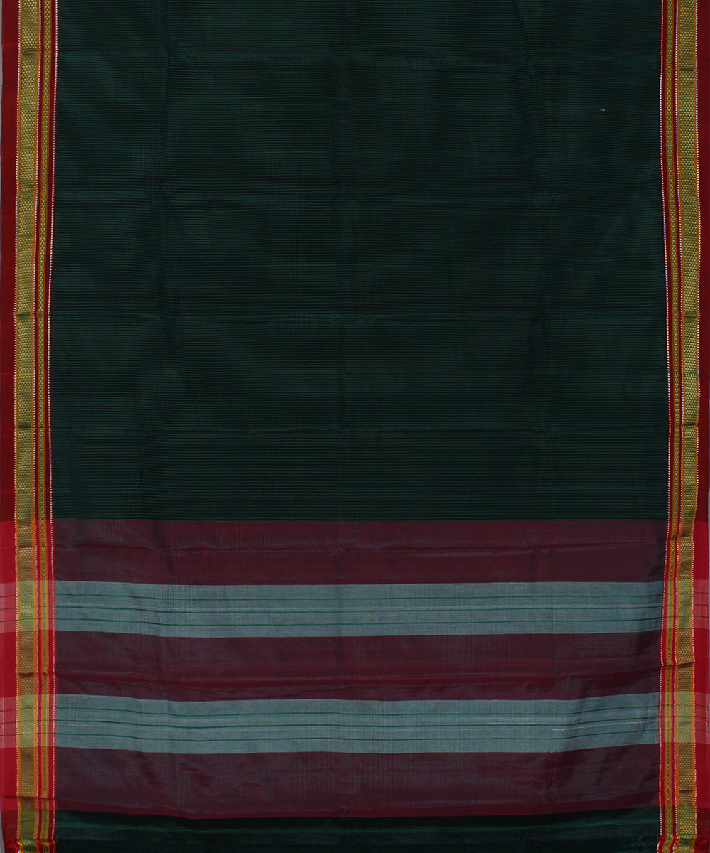 Black green micro checks art silk handwoven chikki paras ilkal saree