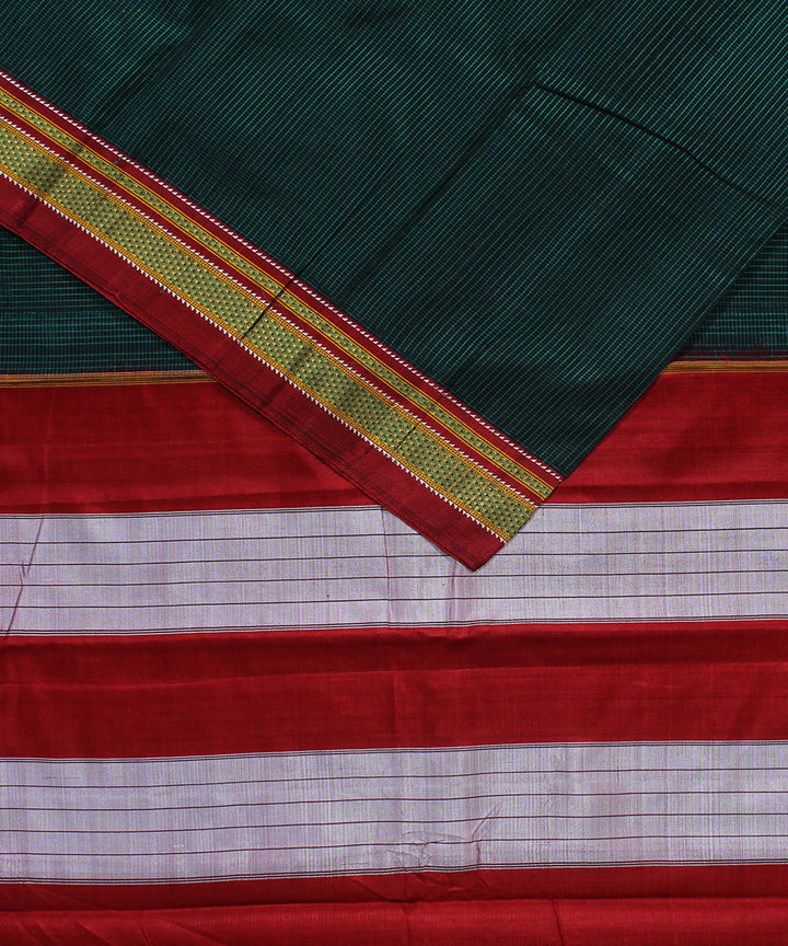 Black green micro checks art silk handwoven chikki paras ilkal saree