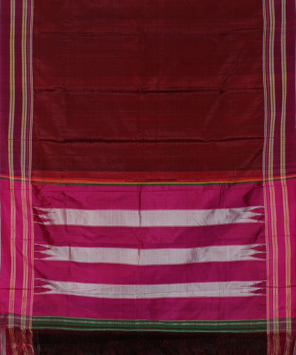 Maroon pink art silk handwoven gayathri ilkal saree