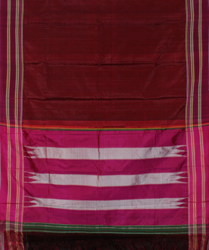 Maroon pink art silk handwoven gayathri ilkal saree