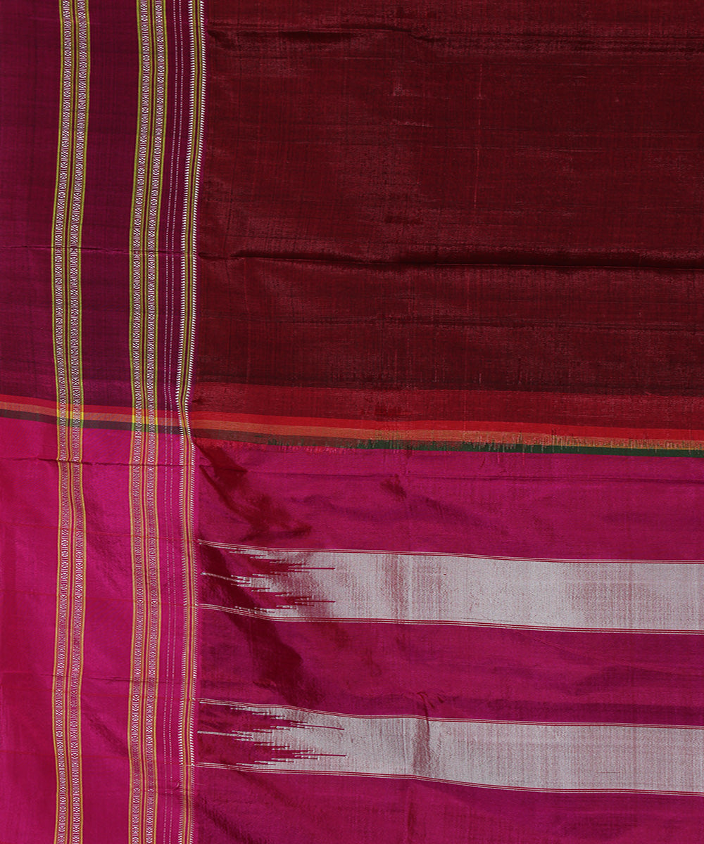 Maroon pink art silk handwoven gayathri ilkal saree