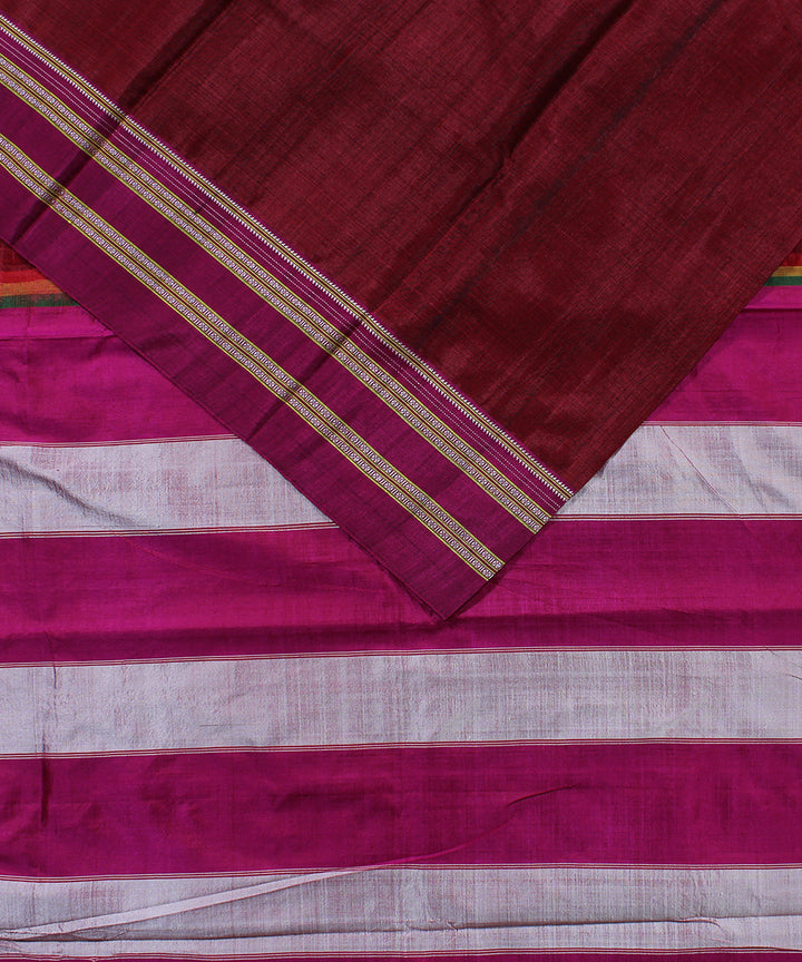 Maroon pink art silk handwoven gayathri ilkal saree