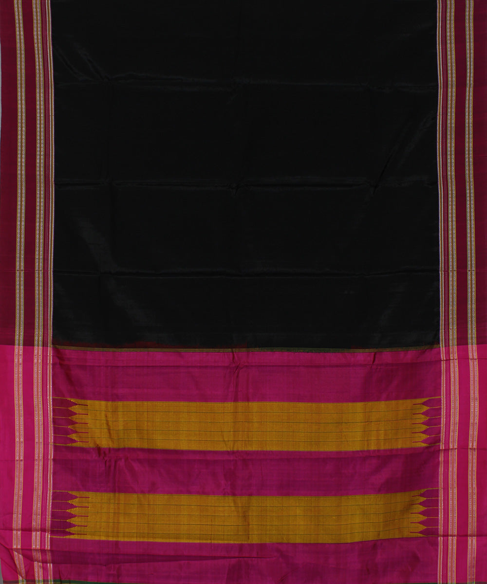 Black pink art silk handwoven gayathri ilkal saree