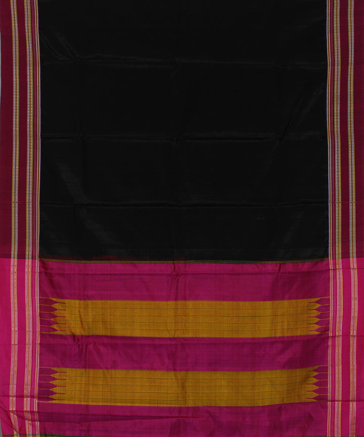 Black pink art silk handwoven gayathri ilkal saree