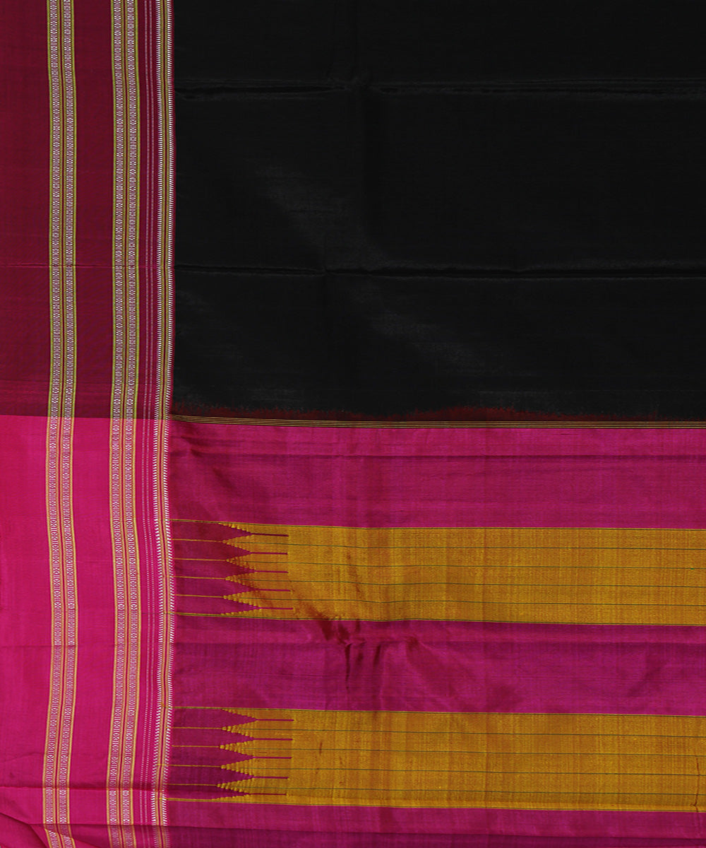 Black pink art silk handwoven gayathri ilkal saree