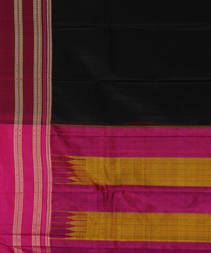 Black pink art silk handwoven gayathri ilkal saree