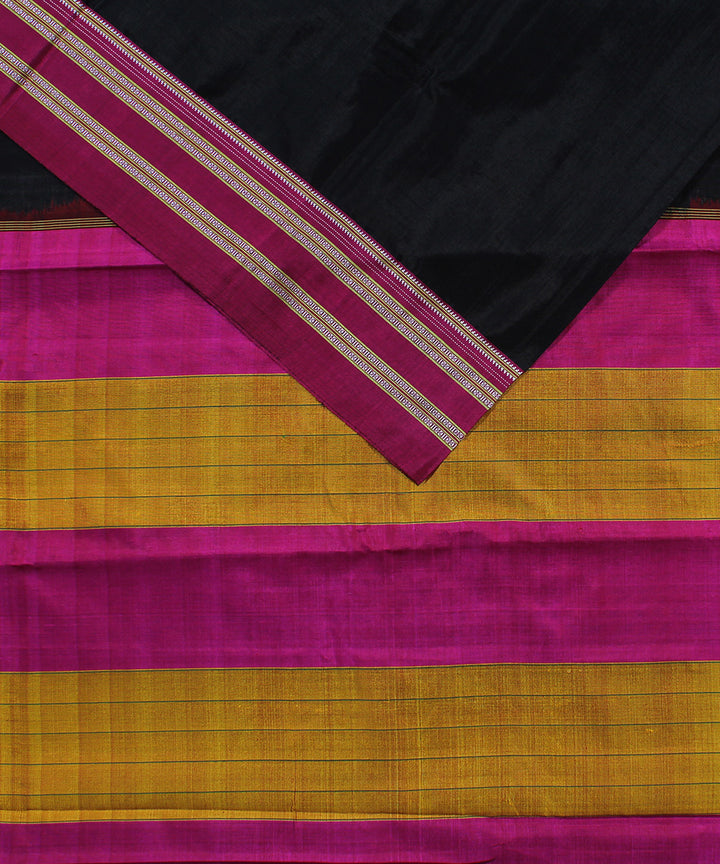Black pink art silk handwoven gayathri ilkal saree