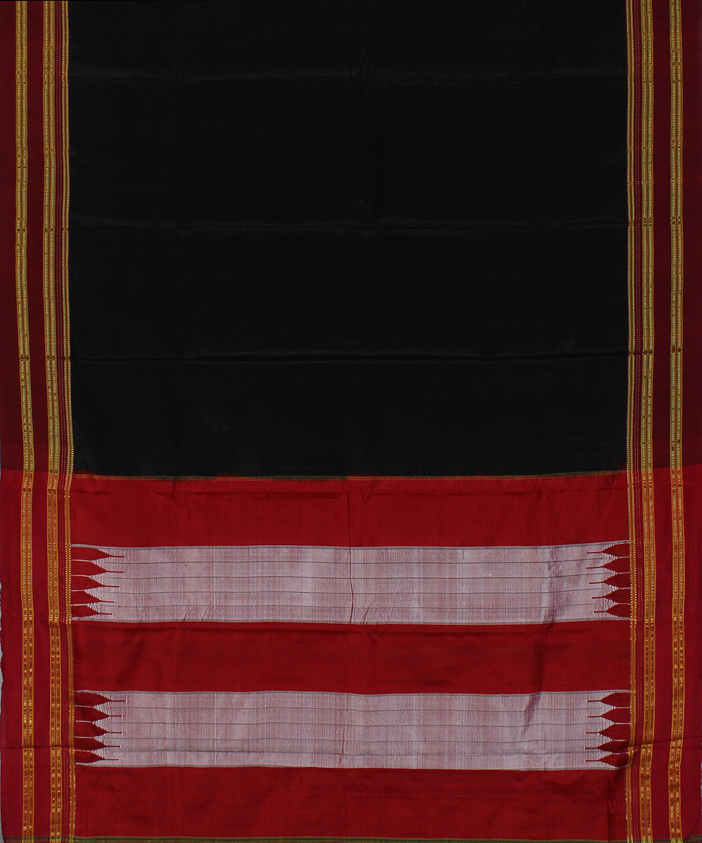 Black red art silk handwoven gayathri ilkal saree