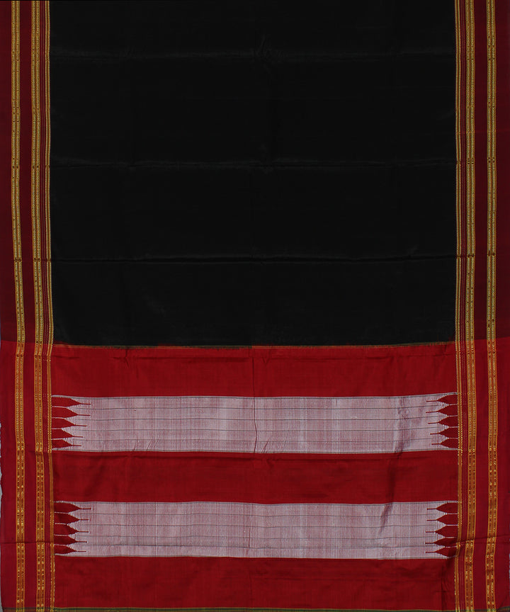 Black red art silk handwoven gayathri ilkal saree