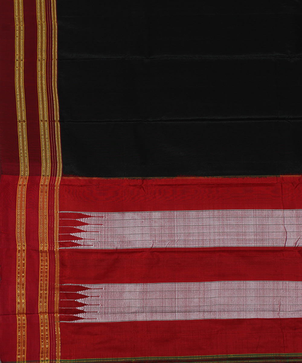 Black red art silk handwoven gayathri ilkal saree