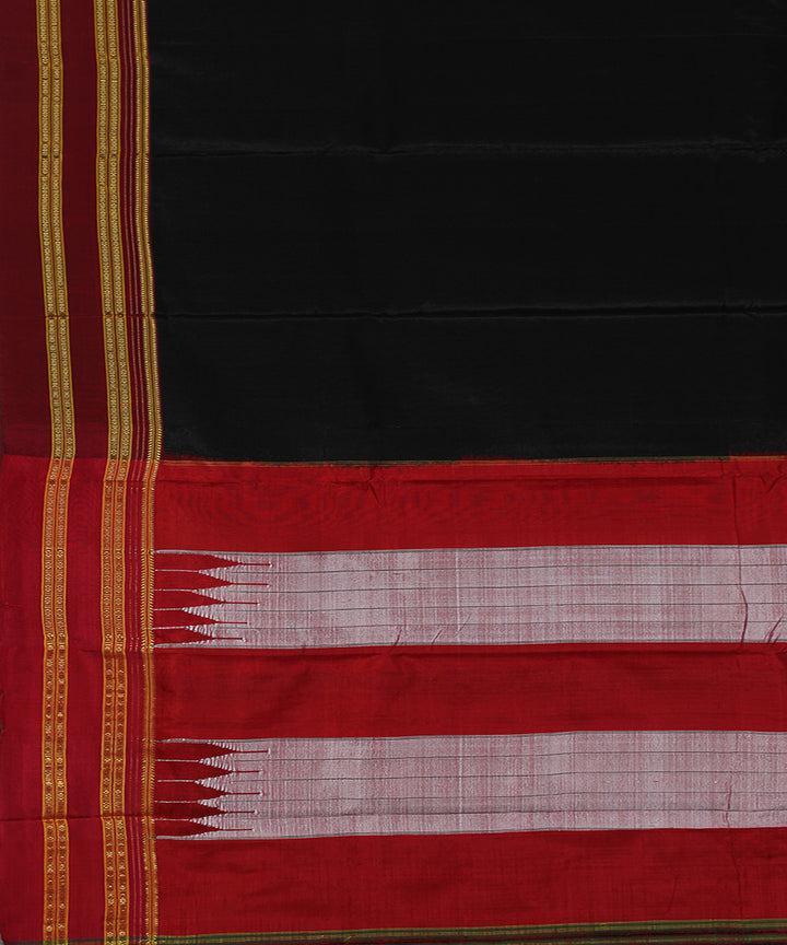 Black red art silk handwoven gayathri ilkal saree