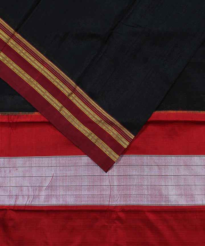 Black red art silk handwoven gayathri ilkal saree