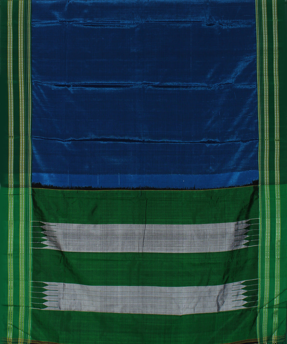 Indigo green art silk handwoven gayathri ilkal saree