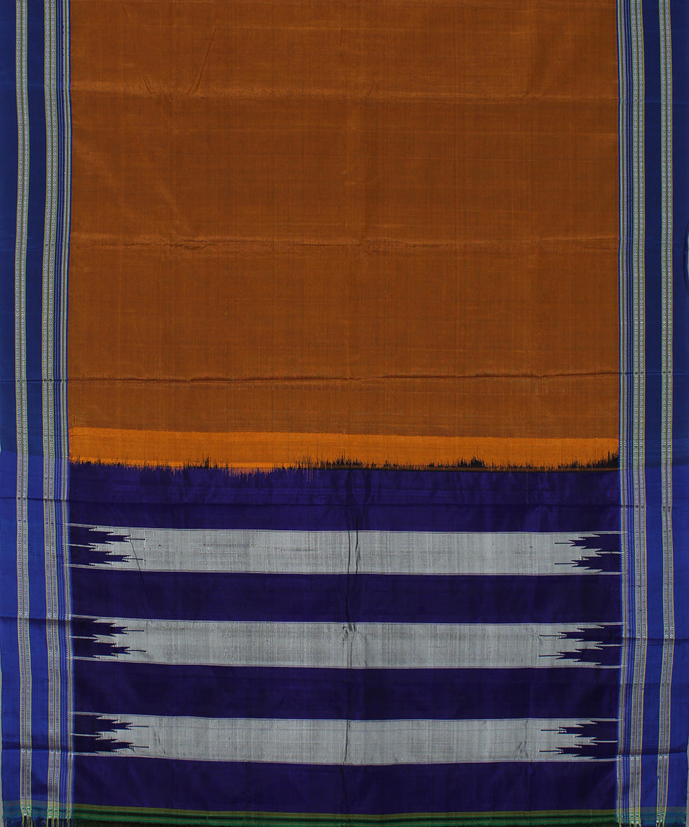 Mustard blue art silk handwoven gayathri ilkal saree