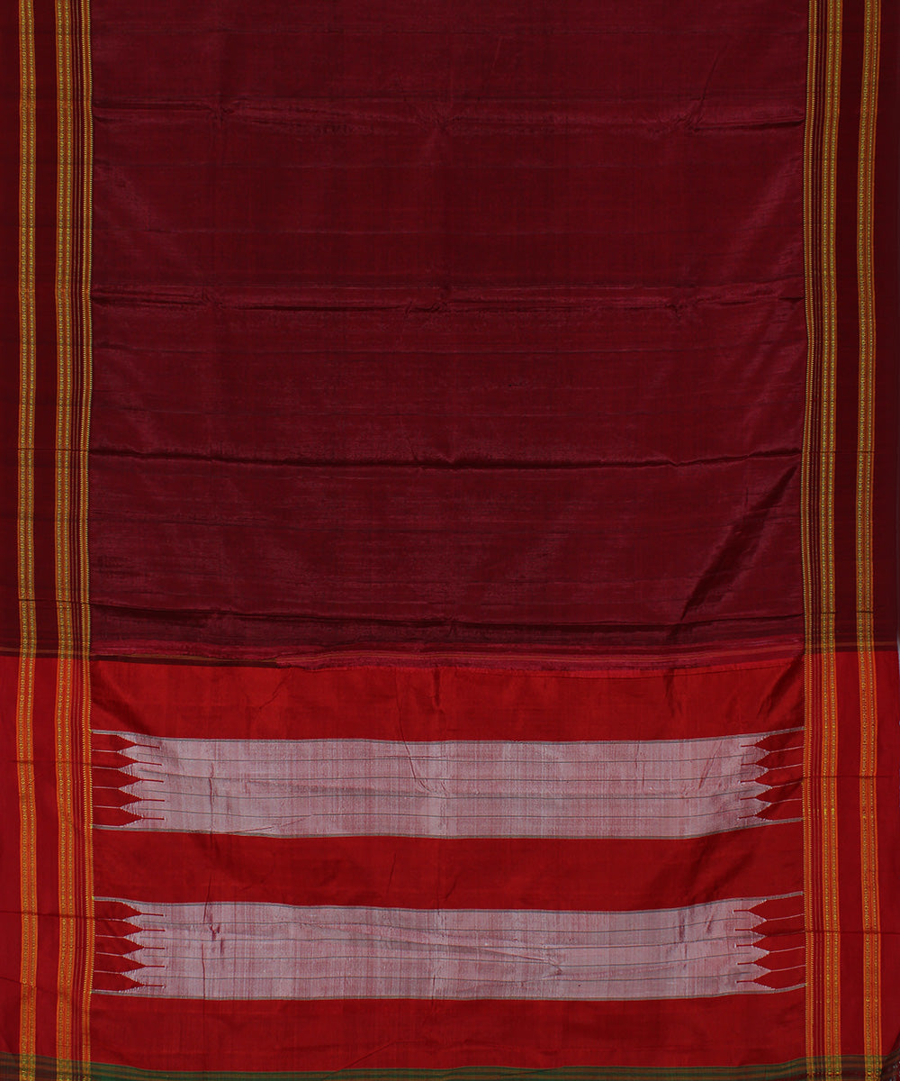 Maroon pink art silk handloom gayathri ilkal saree