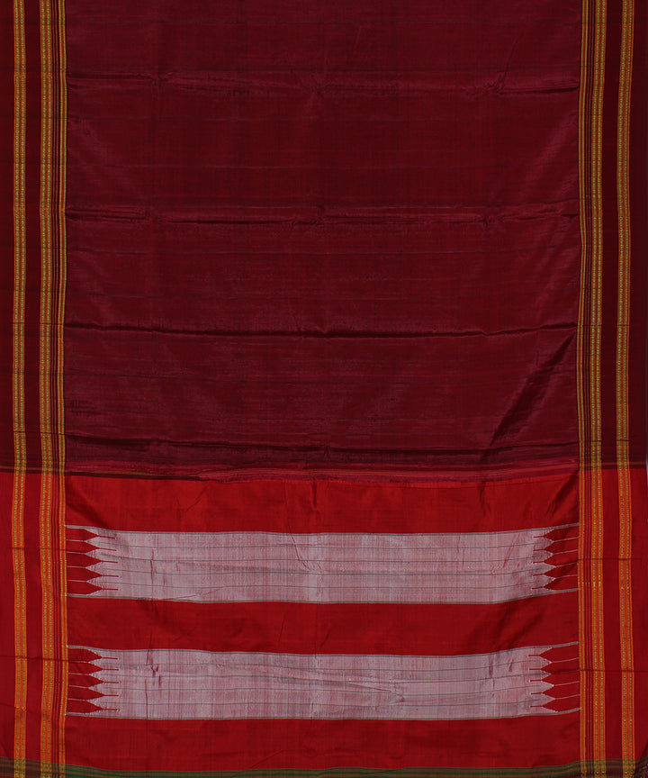 Maroon pink art silk handloom gayathri ilkal saree