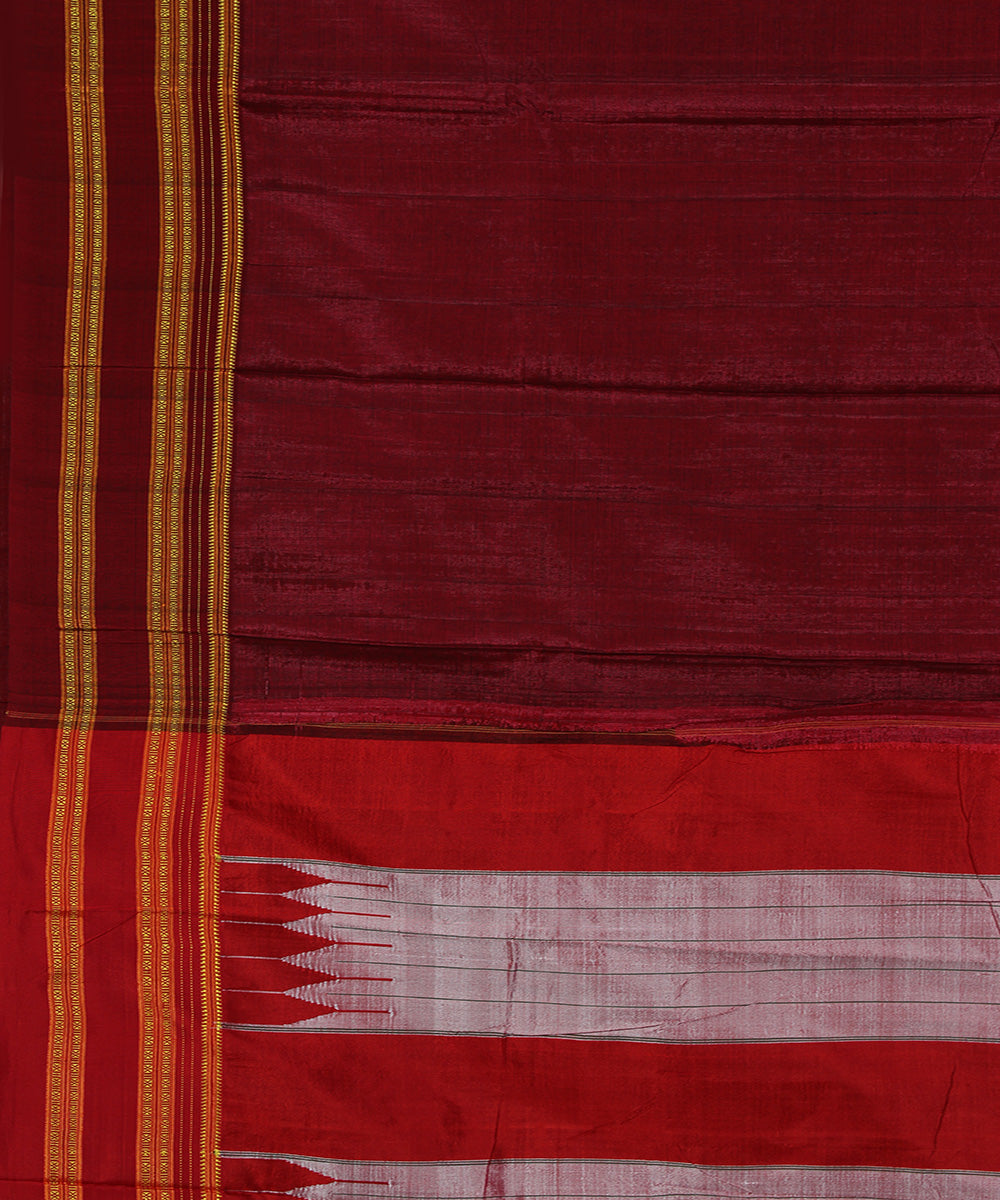 Maroon pink art silk handloom gayathri ilkal saree