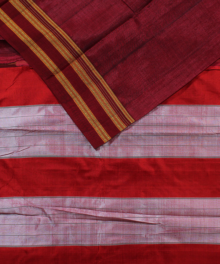 Maroon pink art silk handloom gayathri ilkal saree