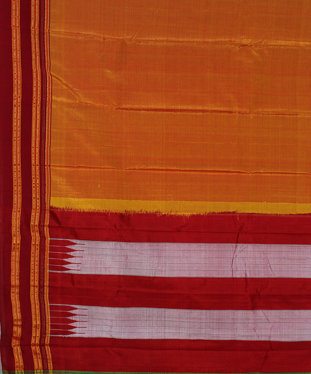 Orange red art silk handwoven gayathri ilkal saree