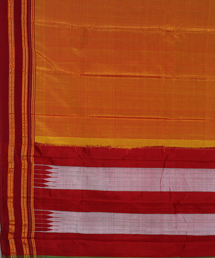 Orange red art silk handwoven gayathri ilkal saree
