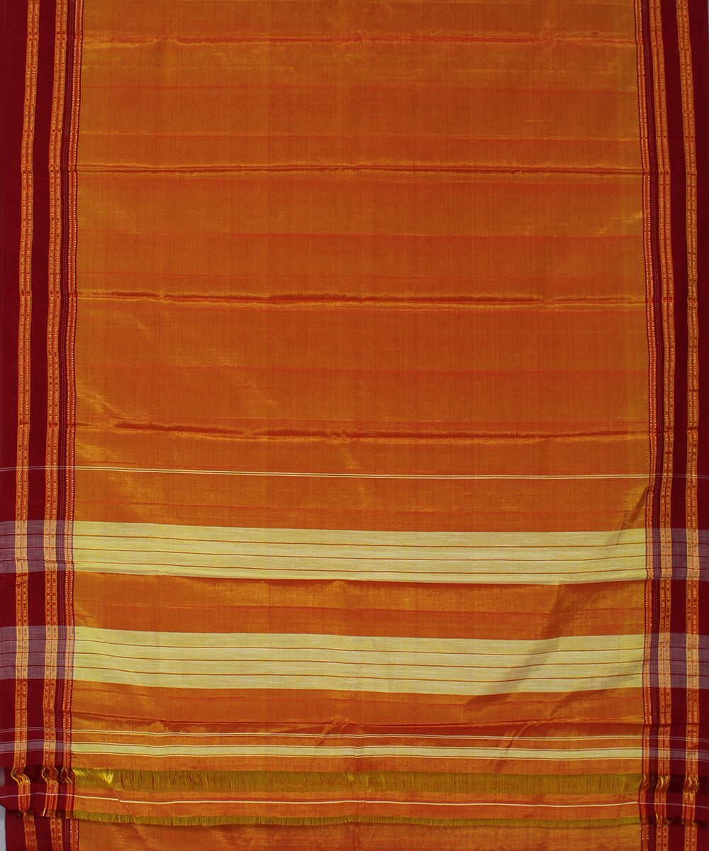 Orange red art silk handwoven gayathri ilkal saree