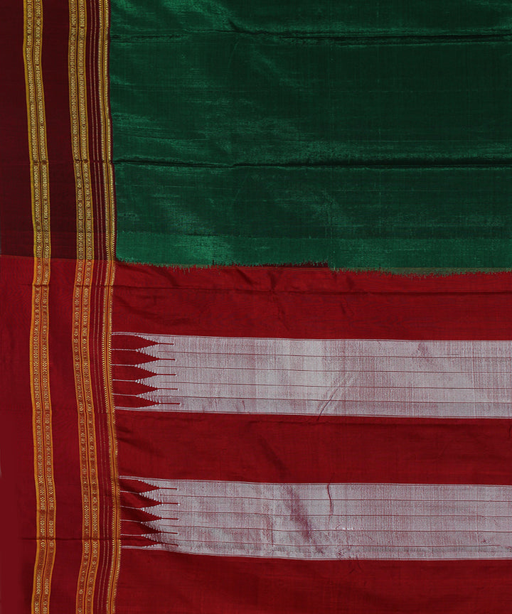 Dark green maroon art silk handwoven gayathri ilkal saree