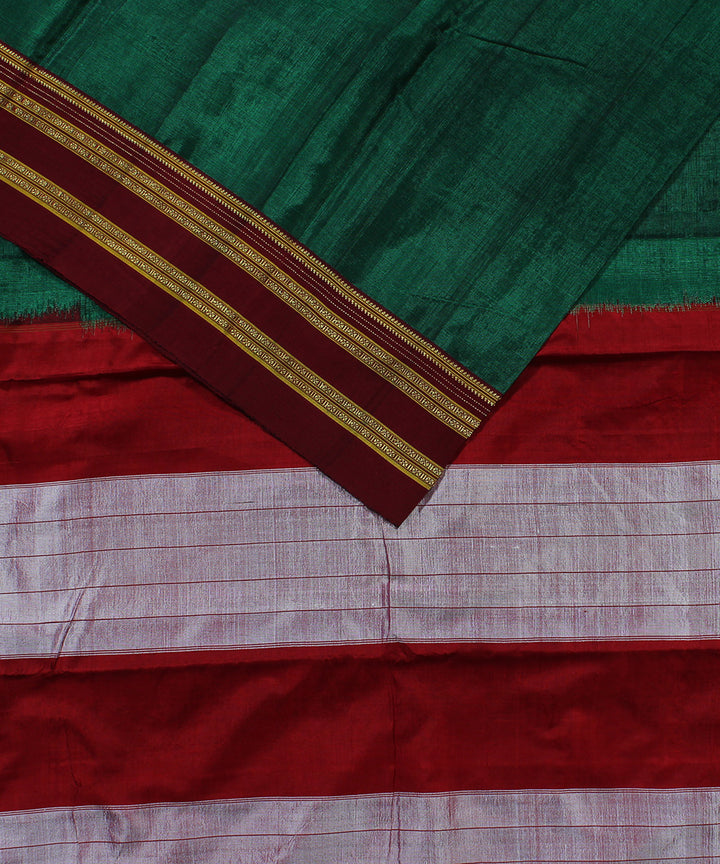 Dark green maroon art silk handwoven gayathri ilkal saree