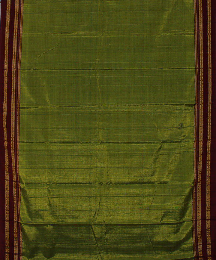 Olive green maroon art silk handwoven gayathri ilkal saree