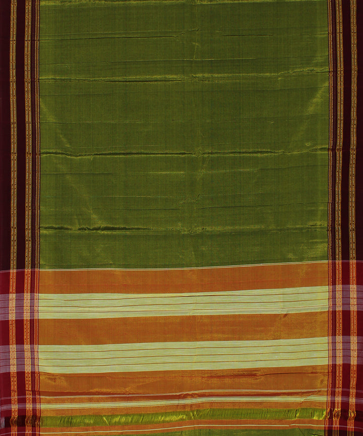 Olive green maroon art silk handwoven gayathri ilkal saree