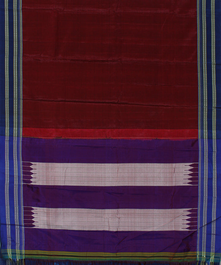 Maroon blue art silk handwoven gayathri ilkal saree