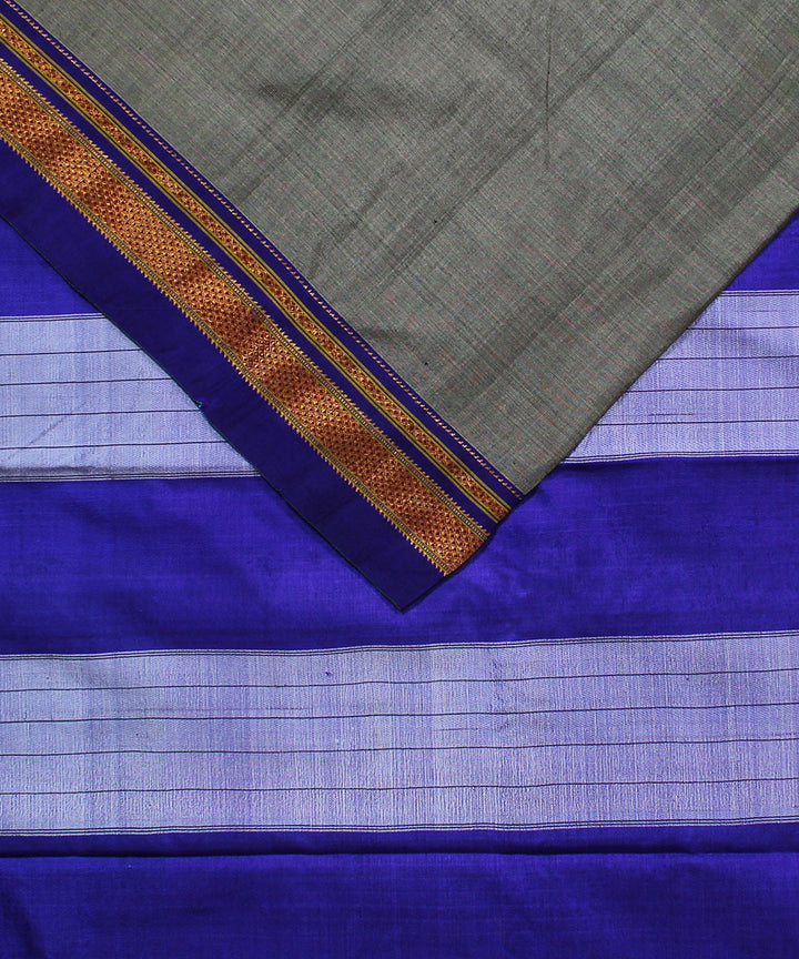 Grey purple handwoven silk ilkal saree
