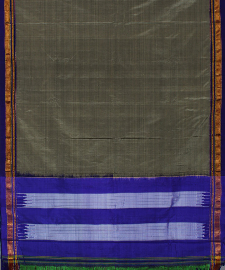 Grey purple handwoven silk ilkal saree