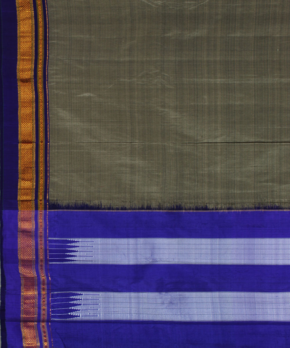 Grey purple handwoven silk ilkal saree