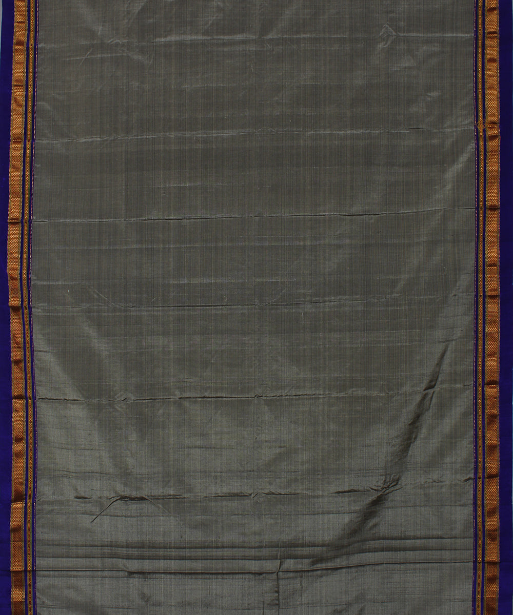 Grey purple handwoven silk ilkal saree