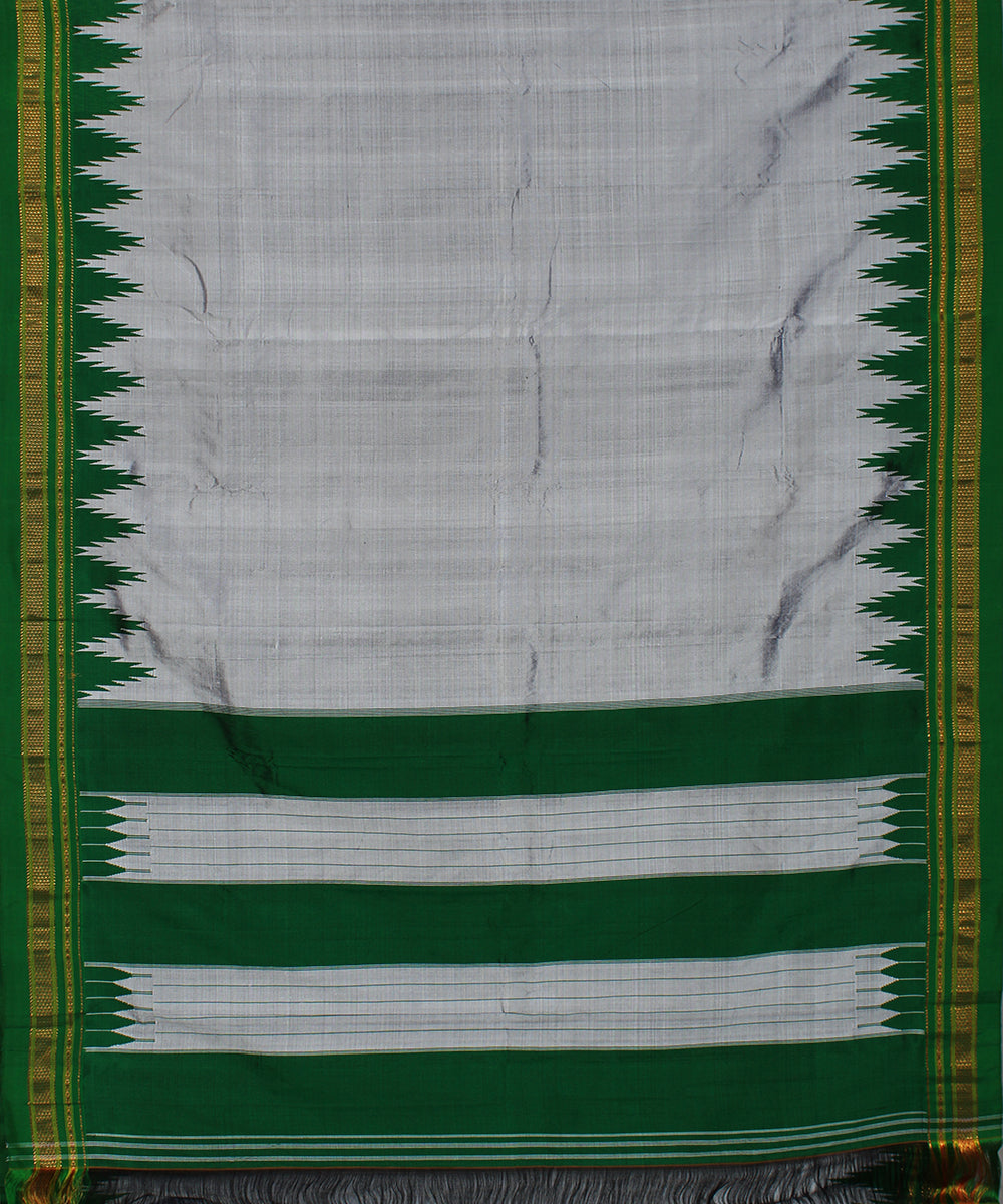 Grey green handwoven silk ilkal saree