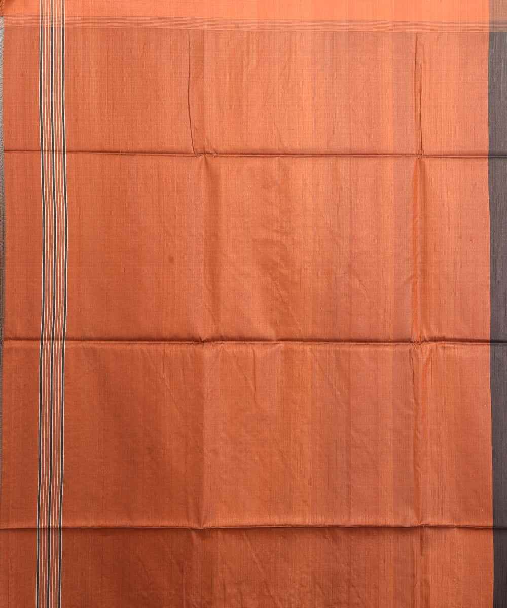 Black handwoven tussar silk sari