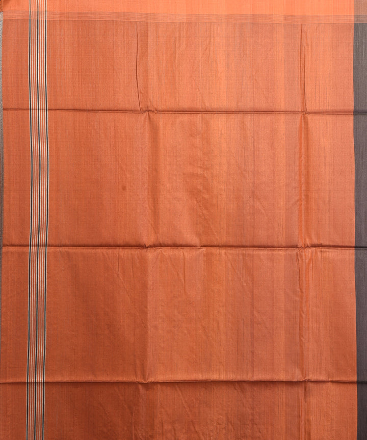 Black handwoven tussar silk sari