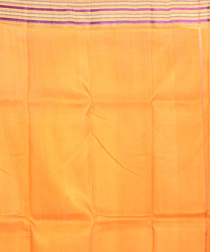 Purple orange handblock printed silk sari