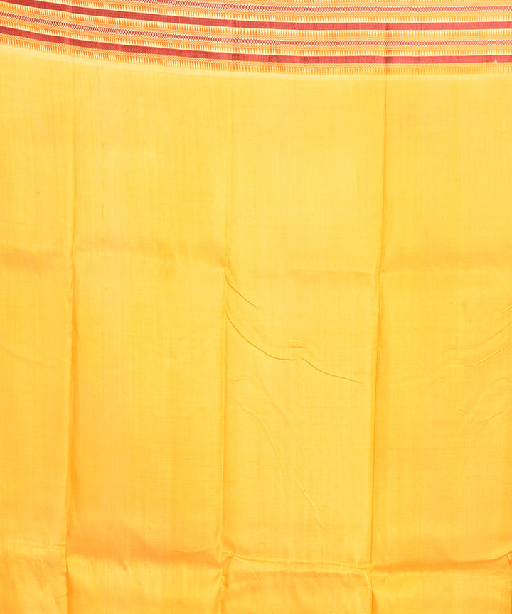 Red mustard handblock printed silk sari