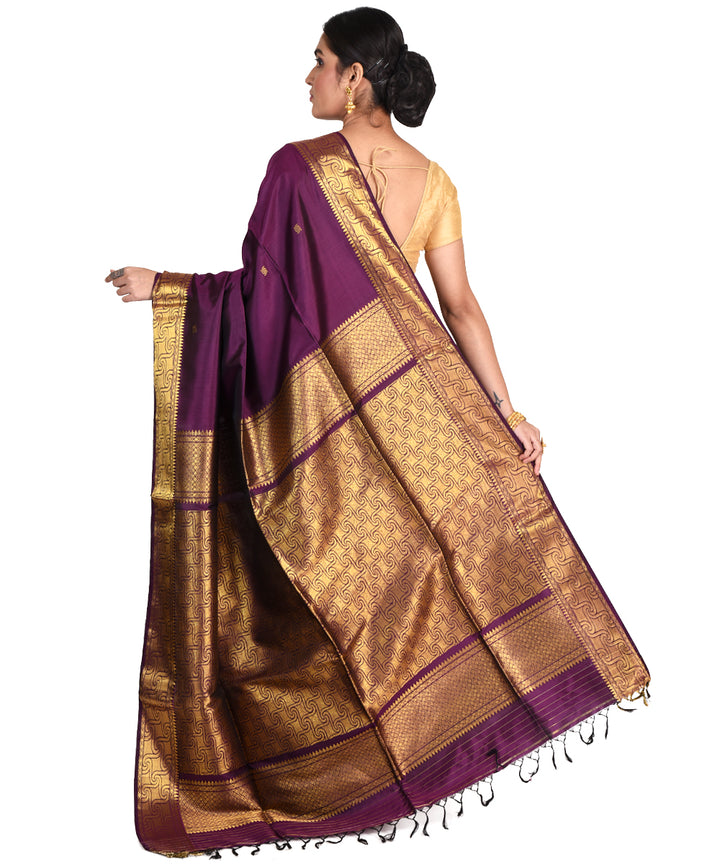 Purple handwoven silk bengal sari